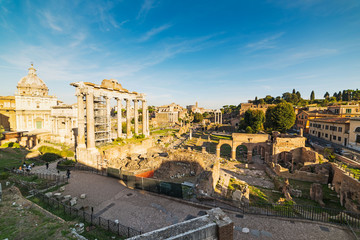 Naklejka na ściany i meble Imperial Fora in Rome at sunset