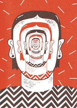 Illustration depicting man with infinite face