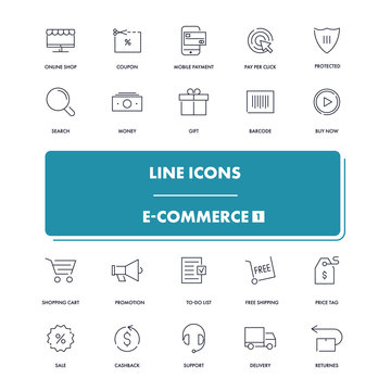 Line icons set. E-commerce 1