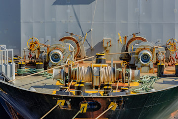 Equipment on forecastle deck of ship.