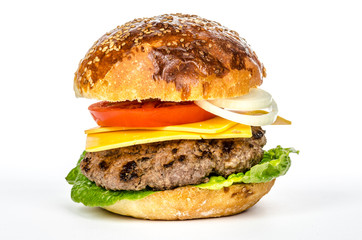 burger with cheese and vegetables