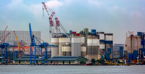 Cement silos in the Jurong Port, Singapore