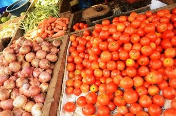 Marché aux légumes de Mahäbalipuram (Tamil Nadu-Inde)