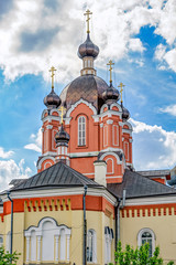 Domes of church in a russian orthodox monastery