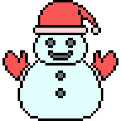 Fototapeta premium vector pixel art santa snowman