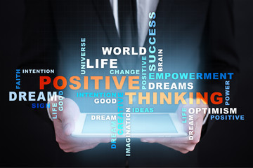 Positive thinking Life change. Business concept. Words cloud.
