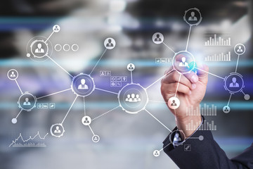 Obraz premium People network. Organizational structure. HR. Social media. Internet and technology concept.