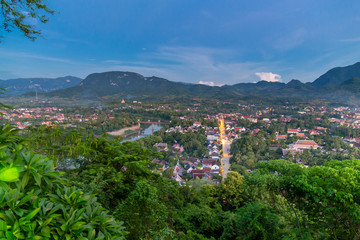 Luang Prabang top view at Phousi mountain in Luangprabang, Laos