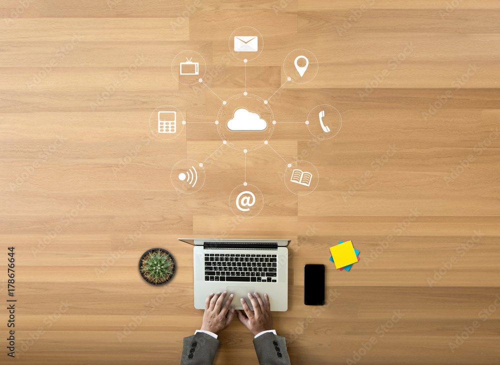 Poster cloud computing diagram network data storage technology service