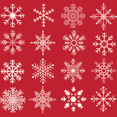 Beige Snowflakes Silhouette set. 