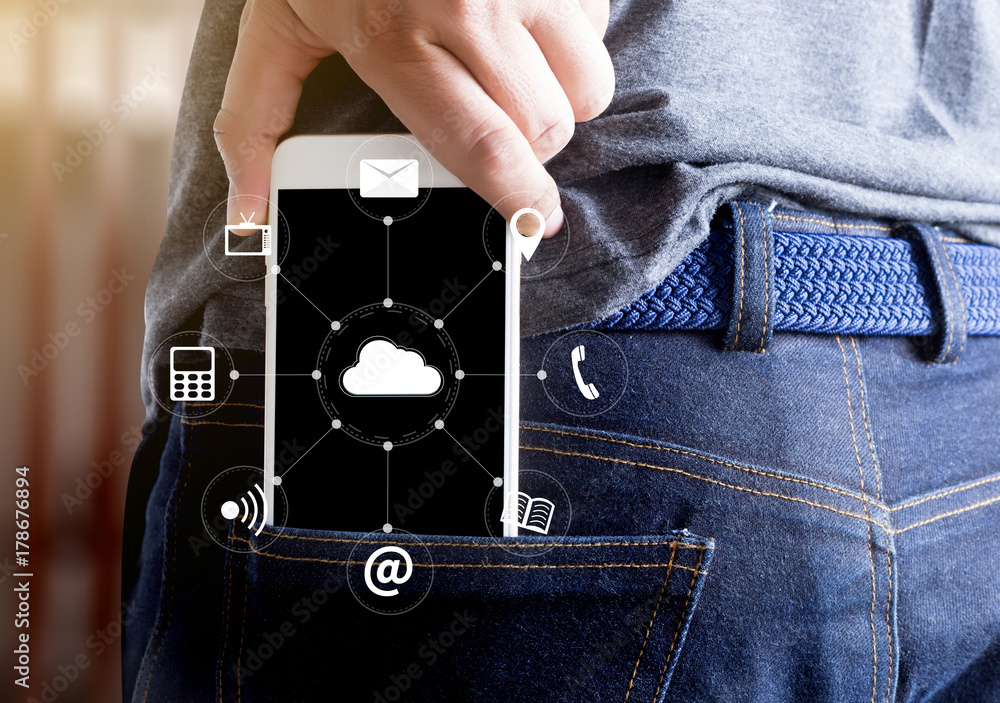 Poster cloud computing diagram network data storage technology service