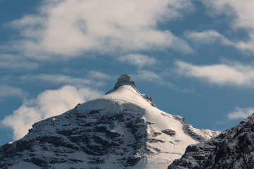 beautiful view of the mountain peak with snow. Swiss Alps 