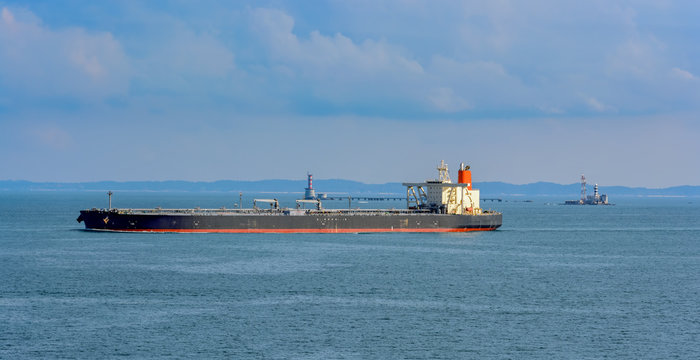 Crude oil tanker in Singapore strait