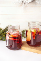 Red mulled wine in two glasses