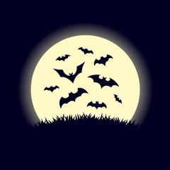 Black bats and moon