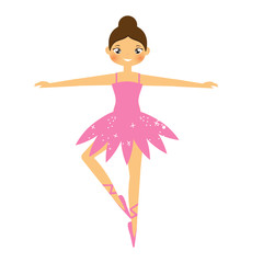 Cute ballerina. Girl dancing in tutu skirt