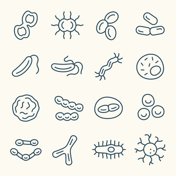 Bacteria line icons