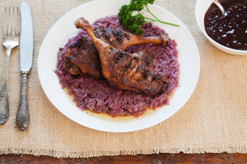 roast duck with red cabbage