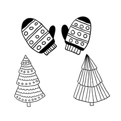 Set of christmas doodle elements, scandinavian style