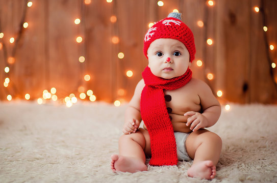 Little Boy In A Snowman Costume