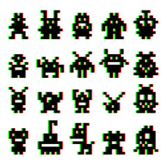 Screen distortion space invaders set