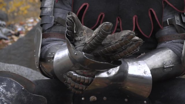 Warrior wears a glove