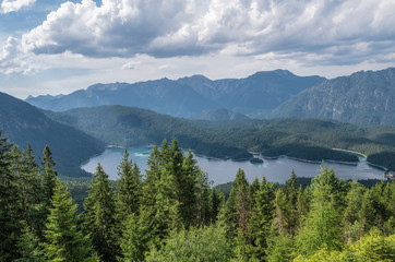 The mountain lake Eibsee in Tyrol, Germany
