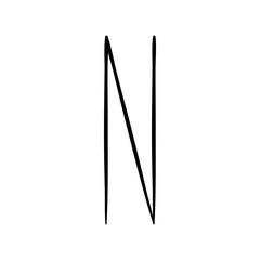 Capital letter N painted by brush isolated on white background