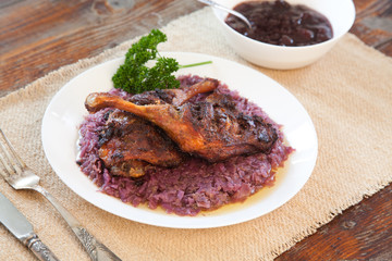 roast duck with red cabbage