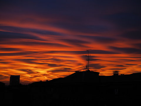 Sunset on Milan city