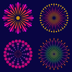 Fireworks, set of vector icons.