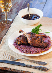 roast duck with red cabbage
