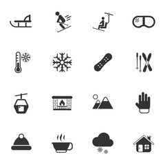 skiing icon set