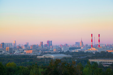 View of Moscow at sunset. the urban landscape