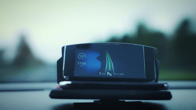 4k Car Driving with HUD Navigator in the Day