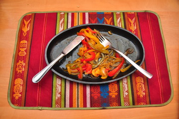 stewed peper on a plate, Mexican