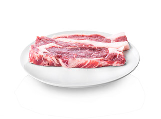 raw pork neck isolated on white