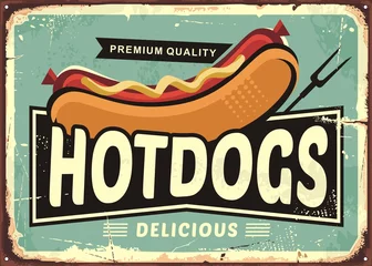 Keuken foto achterwand Bestsellers Collecties Hot dogs vintage tin sign idea