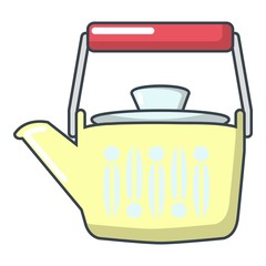 Family kettle icon, cartoon style
