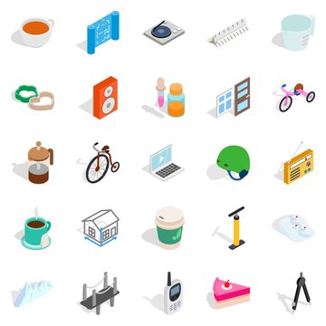 Device for construction icons set, isometric style