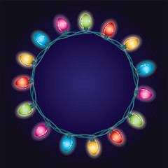 vector round border background of christmas light lamps