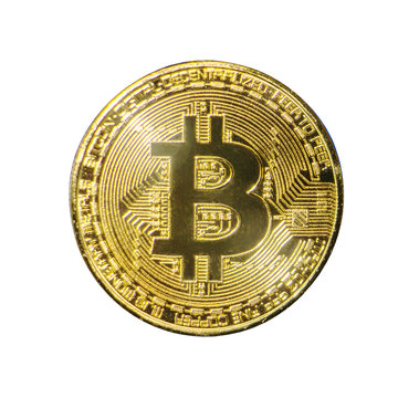 golden shiny coin bitcoin on a white background