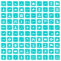 100 smuggling icons set grunge blue