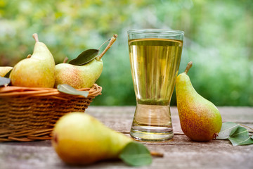 Clear pear juice in glass