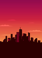 City landscape sunset