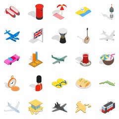 Holiday spot icons set, isometric style
