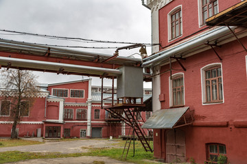 PAVLOVSKY POSAD, RUSSIA - OCTOBER 21, 2017: Brick buildings of the Labzin and Gryaznov Weaving Manufactures Association of the early 20th century
