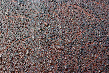 Surface of leatherette with drops of dew