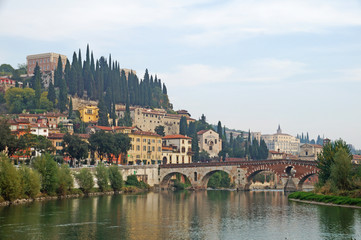 Fototapeta premium Verona, Beautiful view of the city. Medieval Italy.