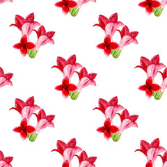 Seamless pattern with red flower